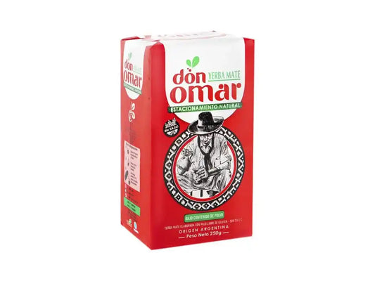 Verpakking van Don Omar Yerba Mate 250 gram – traditionele yerba mate uit Argentinië